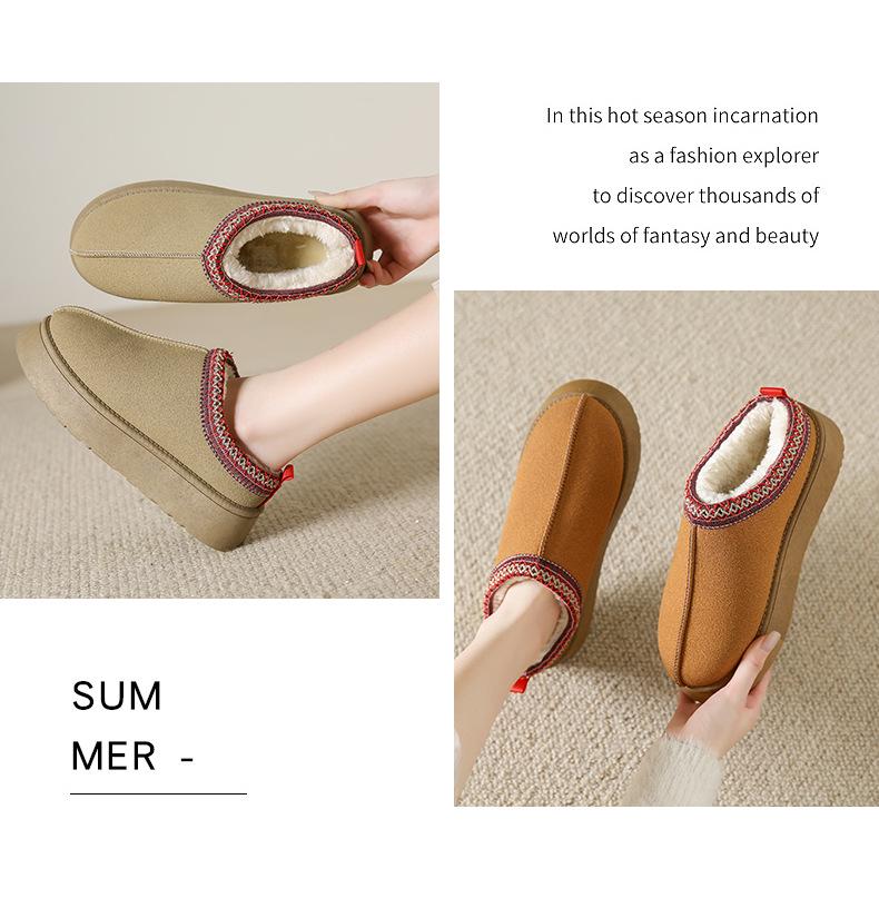 Зимние новинки 2023 года, женские этнические зимние сапоги на толстой подошве с бархатной подкладкой, ретро полушлепанцы, повседневный хлопковый стиль