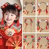 Hair Clips Hair Hoop Girl Braided Wig Tassel Flower Hair Hoop For Girls, New Year Hair Accessories, Hanfu Styling Headwear
