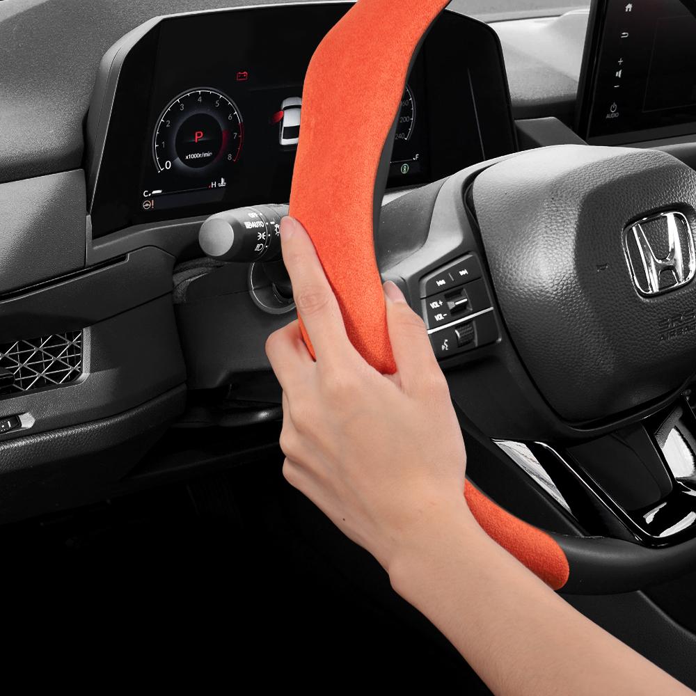AAALV1 Suitable for Honda Premium Suede Snap-On Steering Wheel Cover Anti-Slip Durable Car Accessories Civic Fit 8Th Gen 8 City Accord 9 10 Vezel 