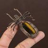 Natural Tiger Eye Gemstone Handmade Copper Wire Wrap Spider Pendant 2.56" D1T55