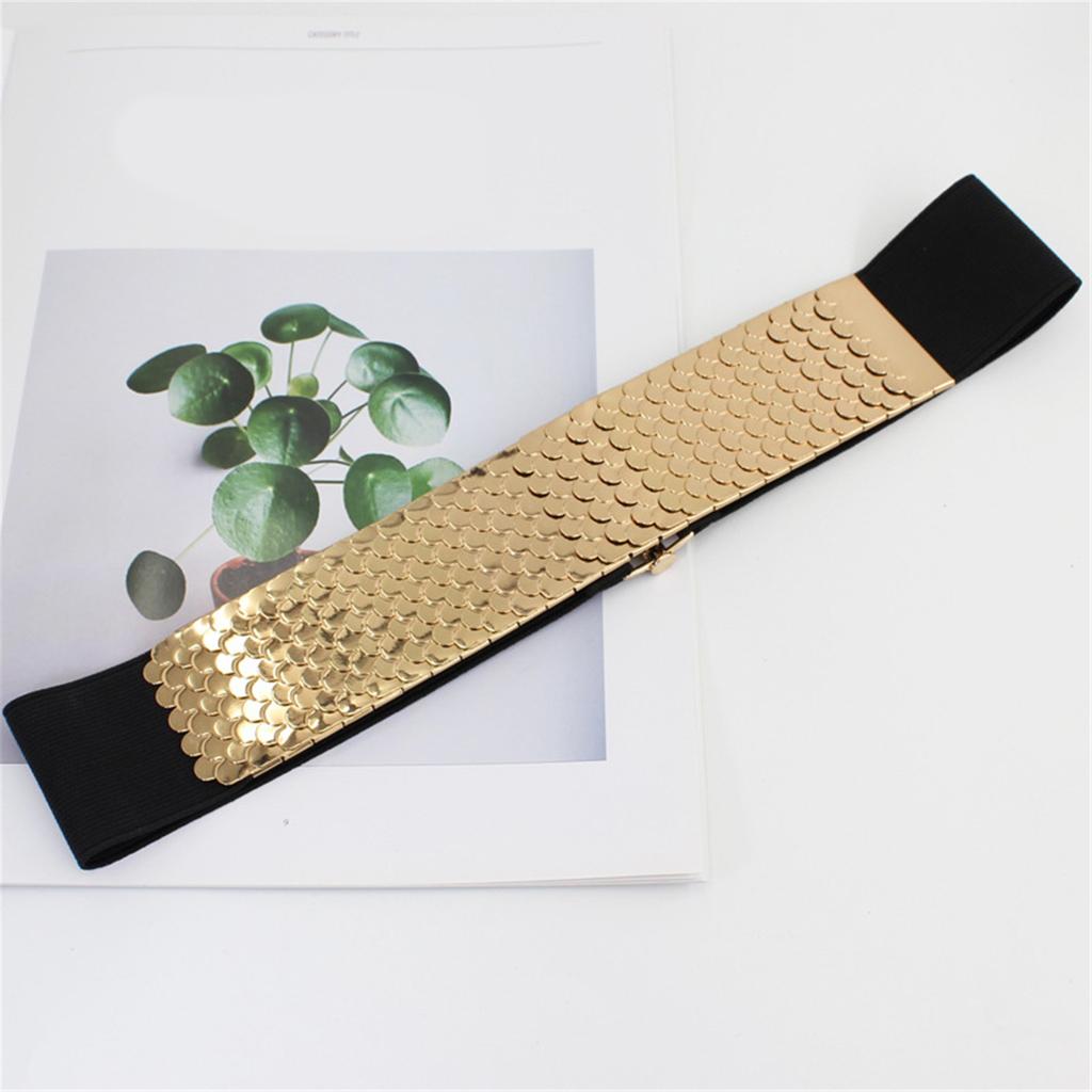 Women Fish Scale Texture Wide Waist Belt Elegant Elastic Rope Universal Waist Belt Women Dress Shirt Wide Waist Corset