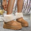 Fashion Elegant Faux Fur Snow Boots for Women Chunky Platform High Heel Ankle Boots 2025 Winter Fluffy Furry Designer Shoes Plus Size 42