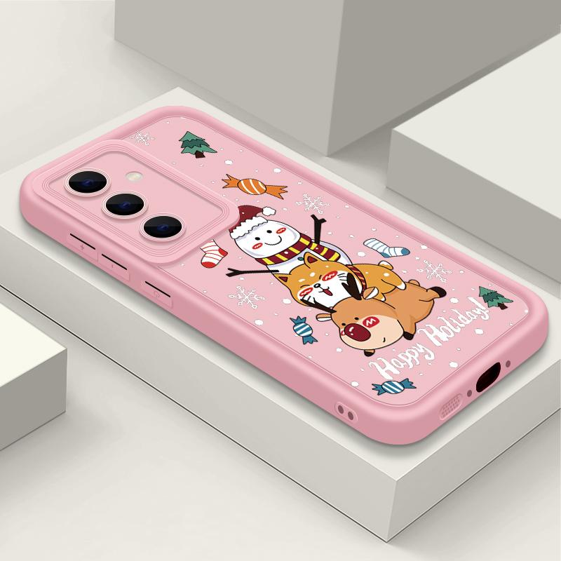 Чехол с рисунком оленя для Samsung S24 S23 S22 Ultra S21 Plus S20 FE A55 A35 A54 A53 A52 A34 A15 A14, противоударный мягкий чехол для телефона со снеговиком