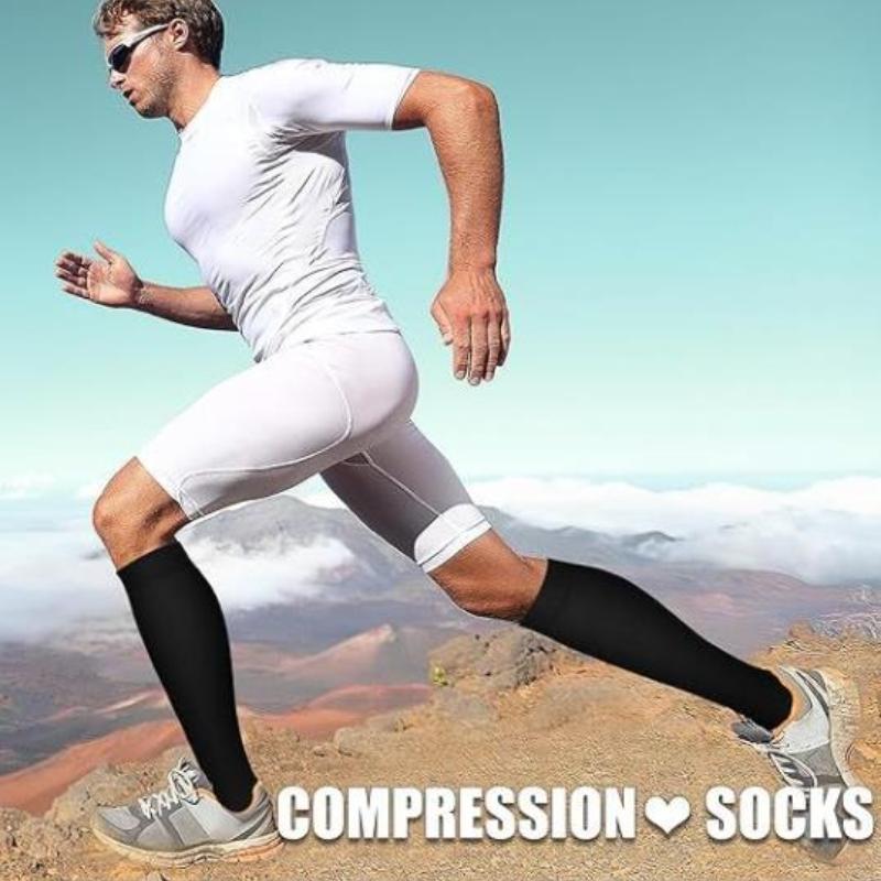 1 Pair Unisex Calf Compression Stockings Prevent Varicose Veins Shape Gradually with Pressure Elastic Open Toe Knee High Socks