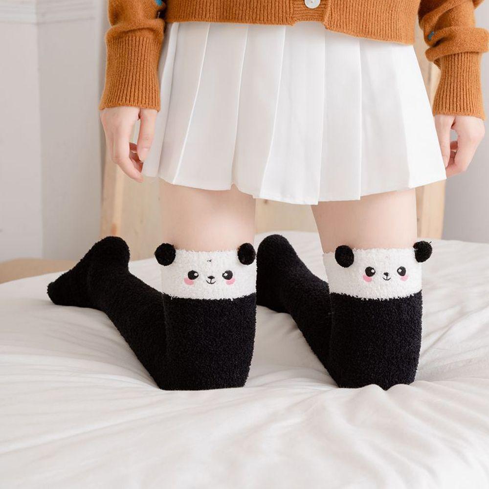 Bear Autumn Winter Women's Fashion Stockings Floor Socks Coral Fleece Socks Sleep Sock