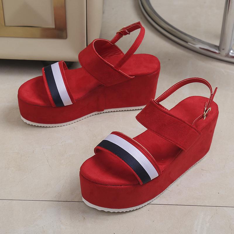 Platform Women's Sandals Summer High-heeled Buckle Strap Ladies Sandals Peep Toe Shoes for Women Large Size Ladies Shoes