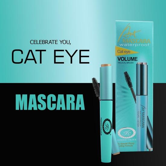Водостойкая тушь для ресниц FASHION COLOUR Cat Eye | Объем | Стойкая | Не размазывается | Спиральная щеточка | Не образует комочков | Экстремально черный | 10 г