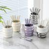 Ceramic Fruit Fork Organizer Desktop Kitchen Storage Stainless Steel Salad Fork Table Props Lunch Children Home Table Accessorie