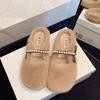 2025 новые пушистые туфли на одной педали для женской осенне-зимней верхней одежды флисовые одинарные туфли на плоской подошве большого размера теплые туфли Doudou