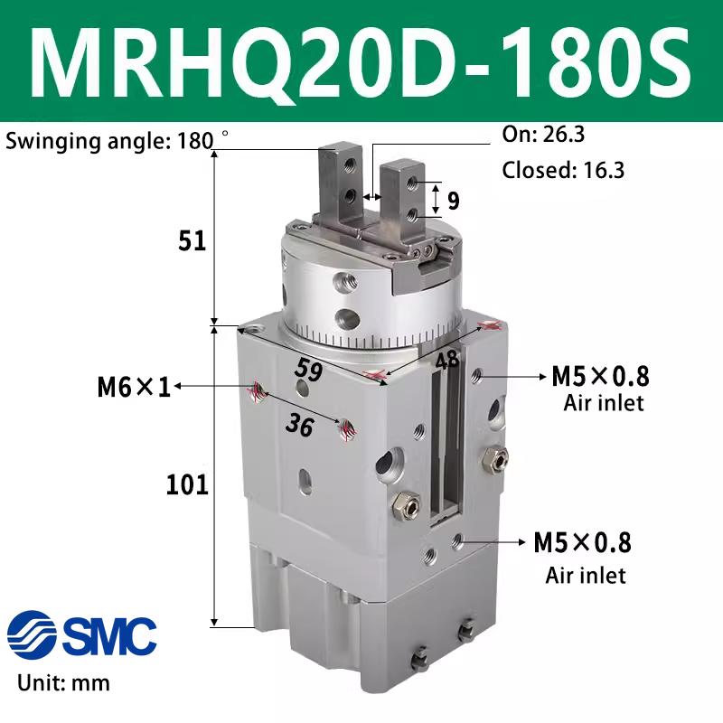 SMC swing gripper rotating clamping finger cylinder MRHQ10D/16D/20D/25D-90S-180S-N