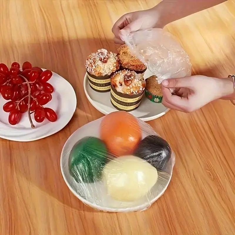 100 шт. многоразовых эластичных чехлов для хранения продуктов питания - полупрозрачные, растягивающиеся пластиковые уплотнители для мисок и тарелок, идеальная альтернатива фольге и обертке