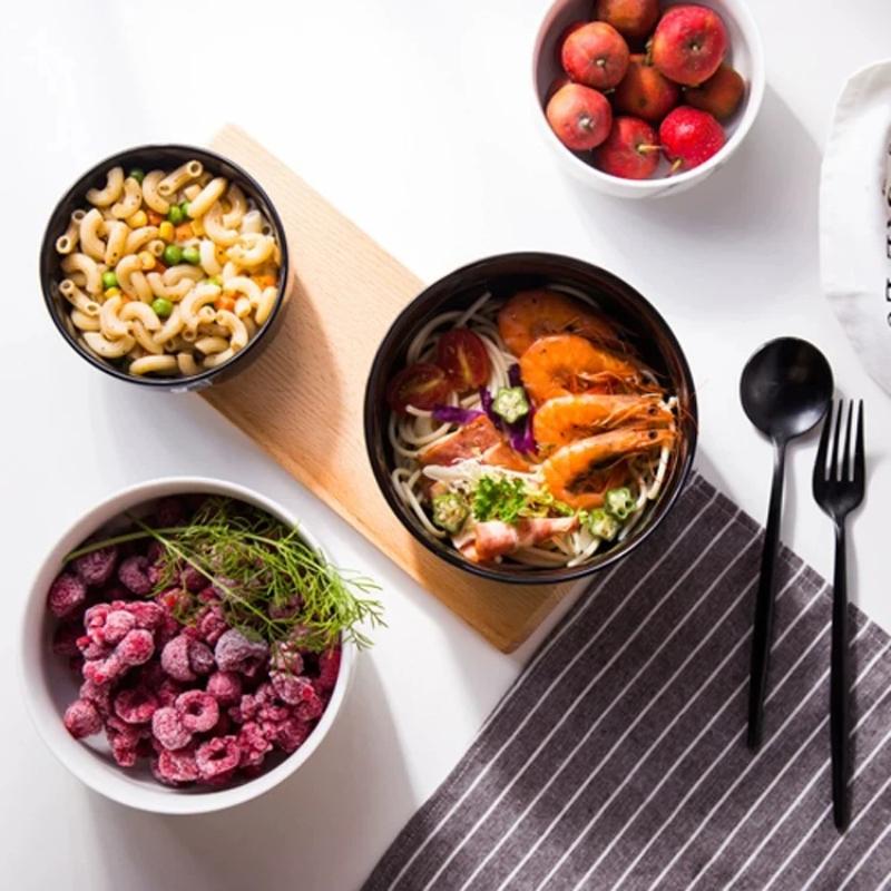 Скандинавский набор керамических мисок под мрамор – Фарфоровая посуда для завтрака, риса, лапши, супа