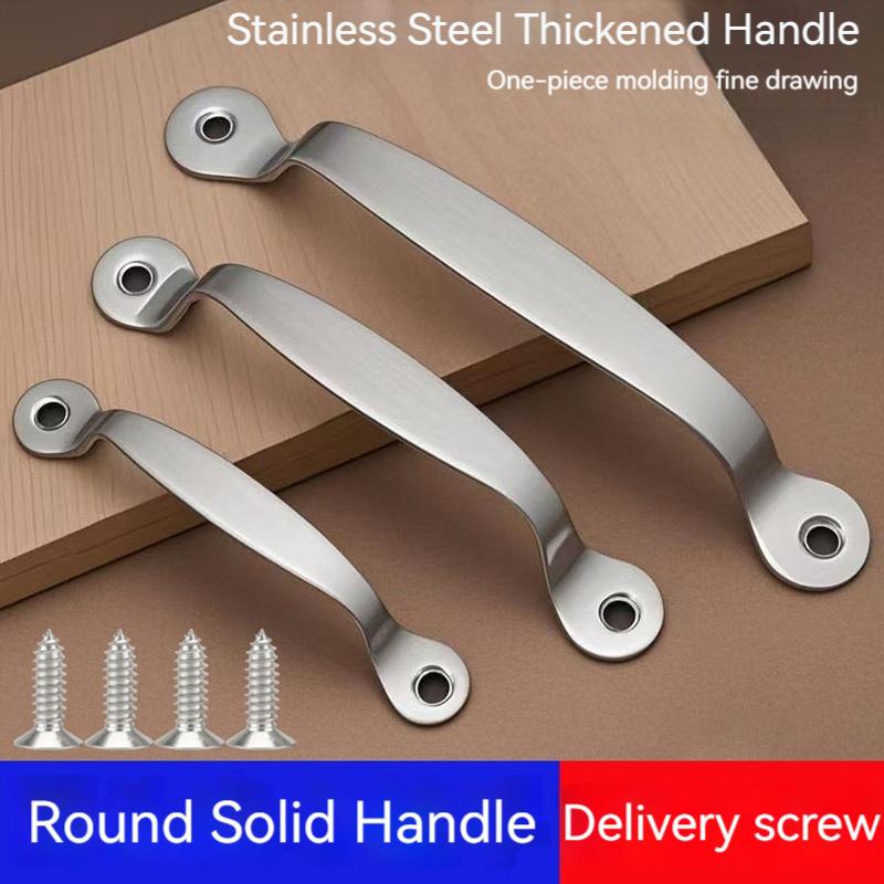 2Pcs/Pack Stainless Steel DIY Garage Silver Handle 4/5/6 Inch Door Lock Furniture Bow-shaped Knob Hardware Pull