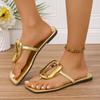 Fashion Women Slippers Luxury Casual Flats Sandals 2025 New Beach Slippers Flip Flops Fashion Metal Shoes Slides Women Zapatos De Mujer