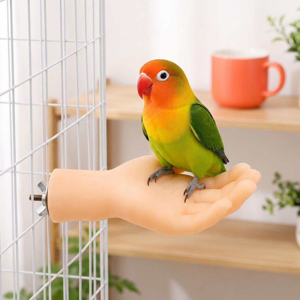 Bird Perch for Cage Hand-shaped Parrot Perch Stand with Screw Fastener Non-slip Bird Cage Perch for Budgie Cockatiels