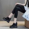 11cm Platform Wedge Hidden Heel Women Casual Shoes Chunky Sneakers Microfiber Leather Female Shoes Spring Autumn