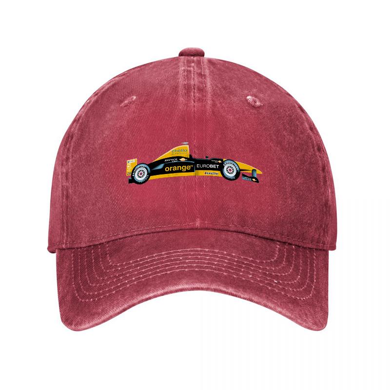 Vintage Racing Car Logo Washed Canvas Baseball Cap Classic Automotive Design Adjustable Fit Unisex Style Retro Inspired Hat