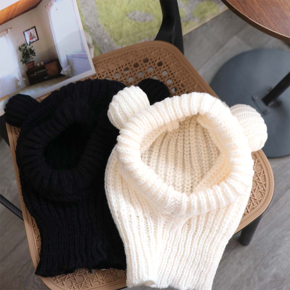 Korean Style Knit Hooded Beanie Hat Solid Color Winter Pullover Helmet Cap Women