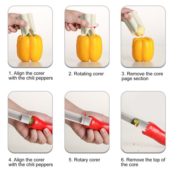 2-in-1 Jalapeno Pepper Corer Remover Tool Large Small Corer Sizes Comfortable Grips Rust-resistant Durable Chili Seeds Remover