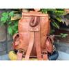 Leather Goat Backpack Bag Genuine Travel Laptop Men's Brown Rucksack Vintage