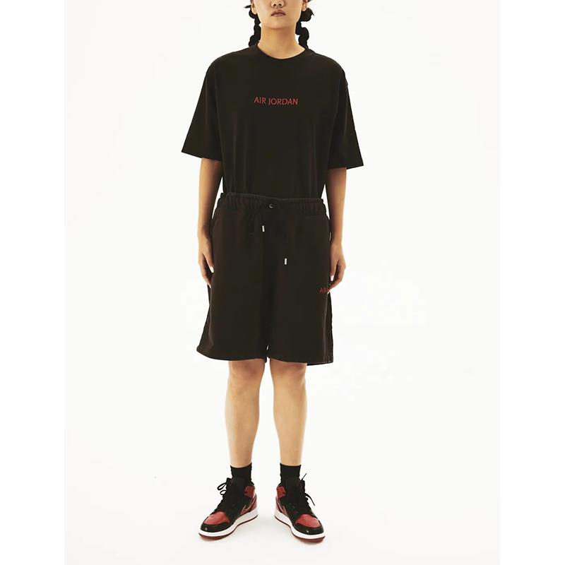 Jordan X Wordmark Logo Embroidered Round Neck Short Sleeve T-Shirt Unisex Tops Black DV6466-010