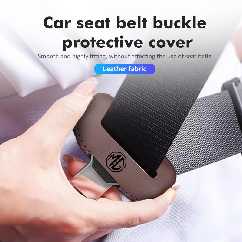 PU Leather Car Seat Belt Buckle Clip Cover Protector Anti-Scratch Case For MG Cyberster 3 5 6 7 ZS ES5 ONE HS 4 EV edw6