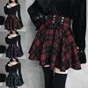 Women's Fashion Plaid Casual Mini Skirt Lace Up Fashion Gothic Style Mini Skirts High Waist Short Skirts S-5XL