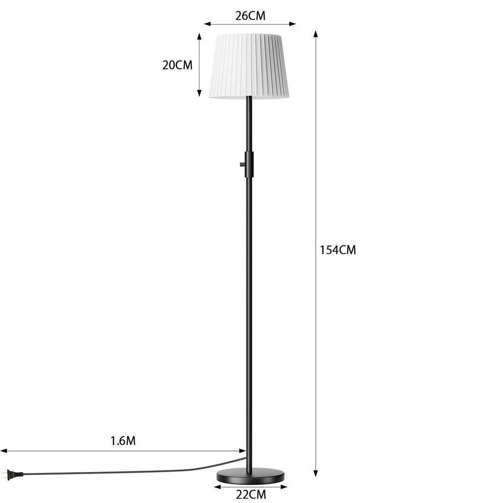 Торшер Jplednas, Стильное непрямое освещение, Напольный светильник, 3-цветный диммируемый, Светодиодная лампа 12 Вт в комплекте, Высота 154 см, Плиссированный абажур, Японский модерн,