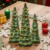 Pre-Lit Hand-Painted Resin Tabletop Christmas Tree Small Light Up Holiday