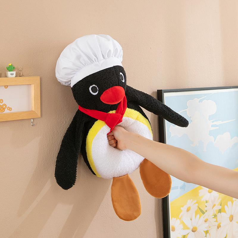 Chef Penguin Plush Doll Cute Cartoon Stuffed Toy With Hat And Scarf Home Decor Sofa Cushion Birthday Gift Multiple Sizes