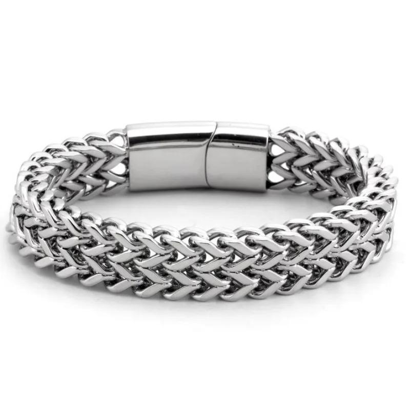 Men Bracelets Hip Hop Stainless Steel Double Cuban Chain Gift Jewelry