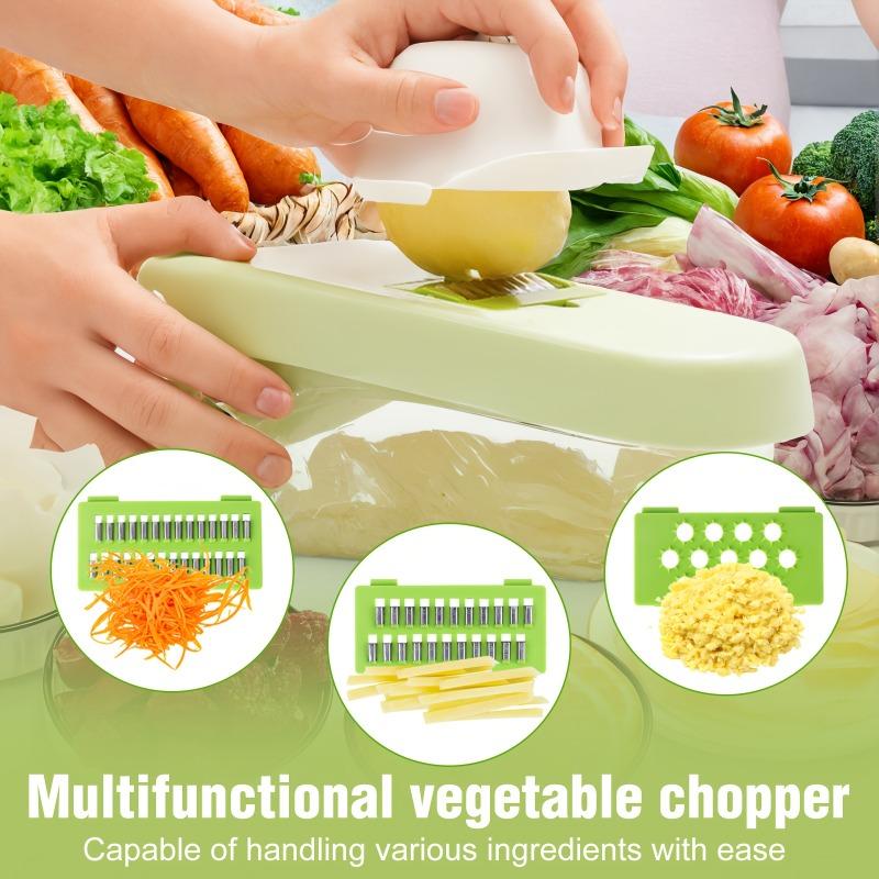 16-in-1 Multifunctional Vegetable Chopper with 8 Blades & Storage Container, Onion Carrot Slicer Dicer