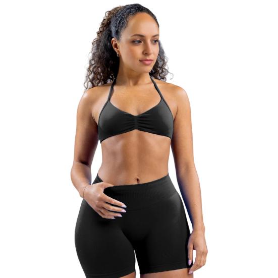 Комплект из 2 предметов для тренировок: Топ на бретелях с открытой спиной и Спортивные шорты с высокой талией и ремешками для женщин