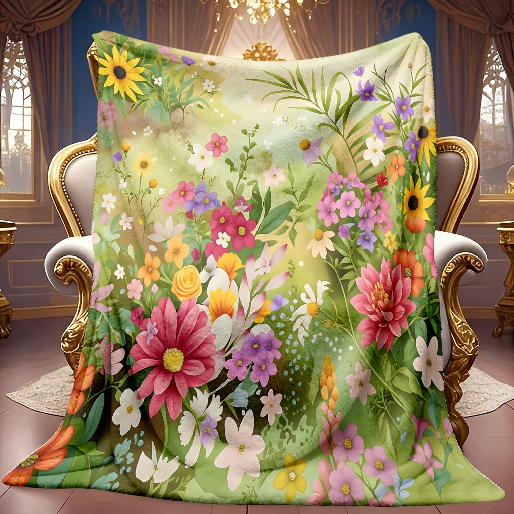 Comfortable Floral Pattern Blanket Soft High-Definition Digital Print All-Season, Family and Friends Gift Cooling Blanket Soft Breathable 100% Polyest