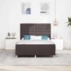 Bed Frame with Headboard Dark Brown 140 x 190 cm Fabric
