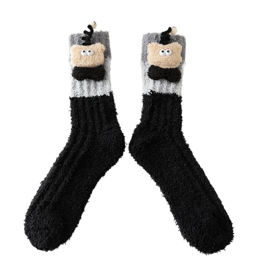 Non-Slip Cartoon Plush Socks Thicken Thermal Warm Socks Coral Fleece Socks Women Autumn Winter