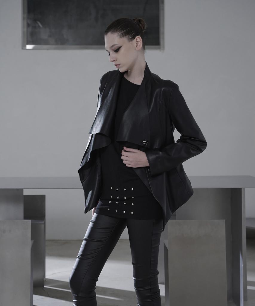 Urbanunique Label Shadow Drape Lambskin Jacket