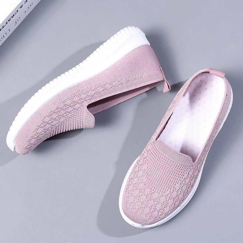 Модные весенне-летние дышащие вязаные балетки для женщин 2025 Удобные слипоны Обувь для мам Женские слипоны Нескользящие повседневные кроссовки Женские