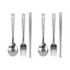 Bear Stain Basic Spoon Fork Chopsticks Set of 2, 2 Spoons + 2 Forks + 2 Chopsticks