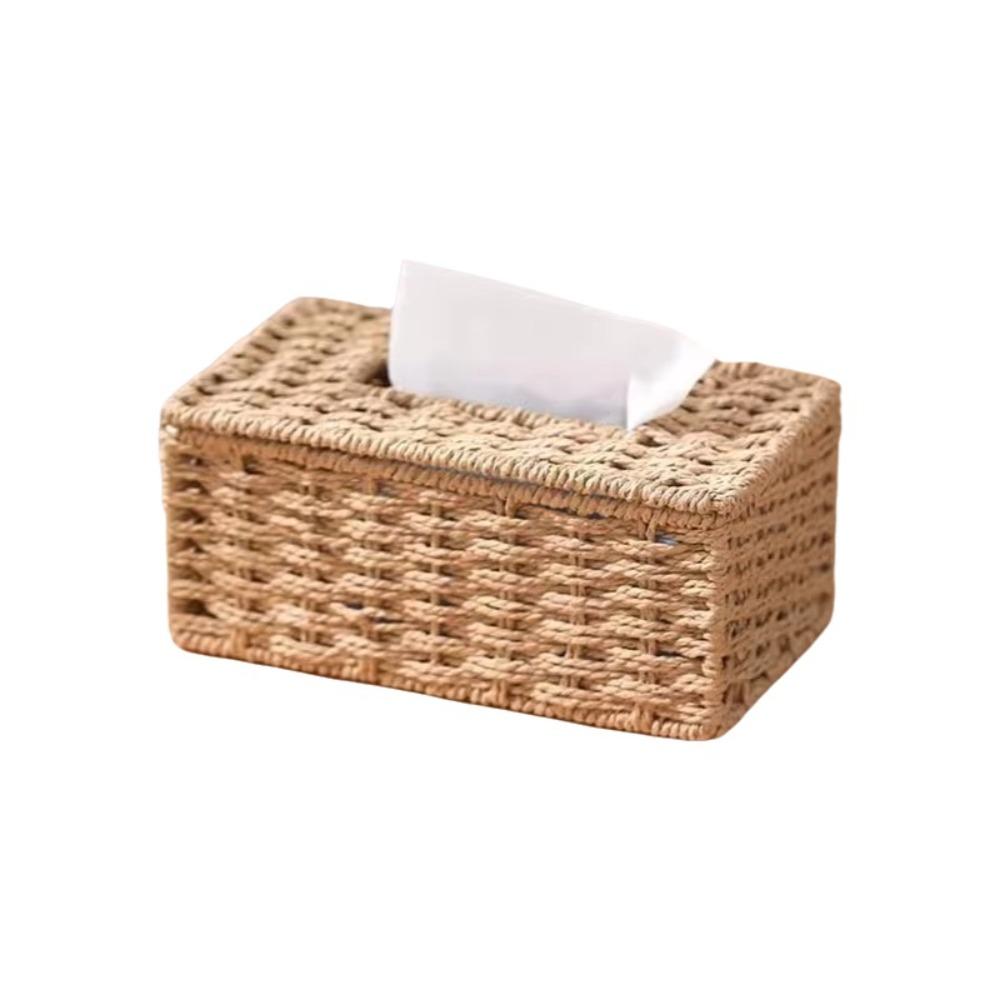 Handmade Imitation Rattan Tissue Case Decoration Tissue Paper Container Living Room