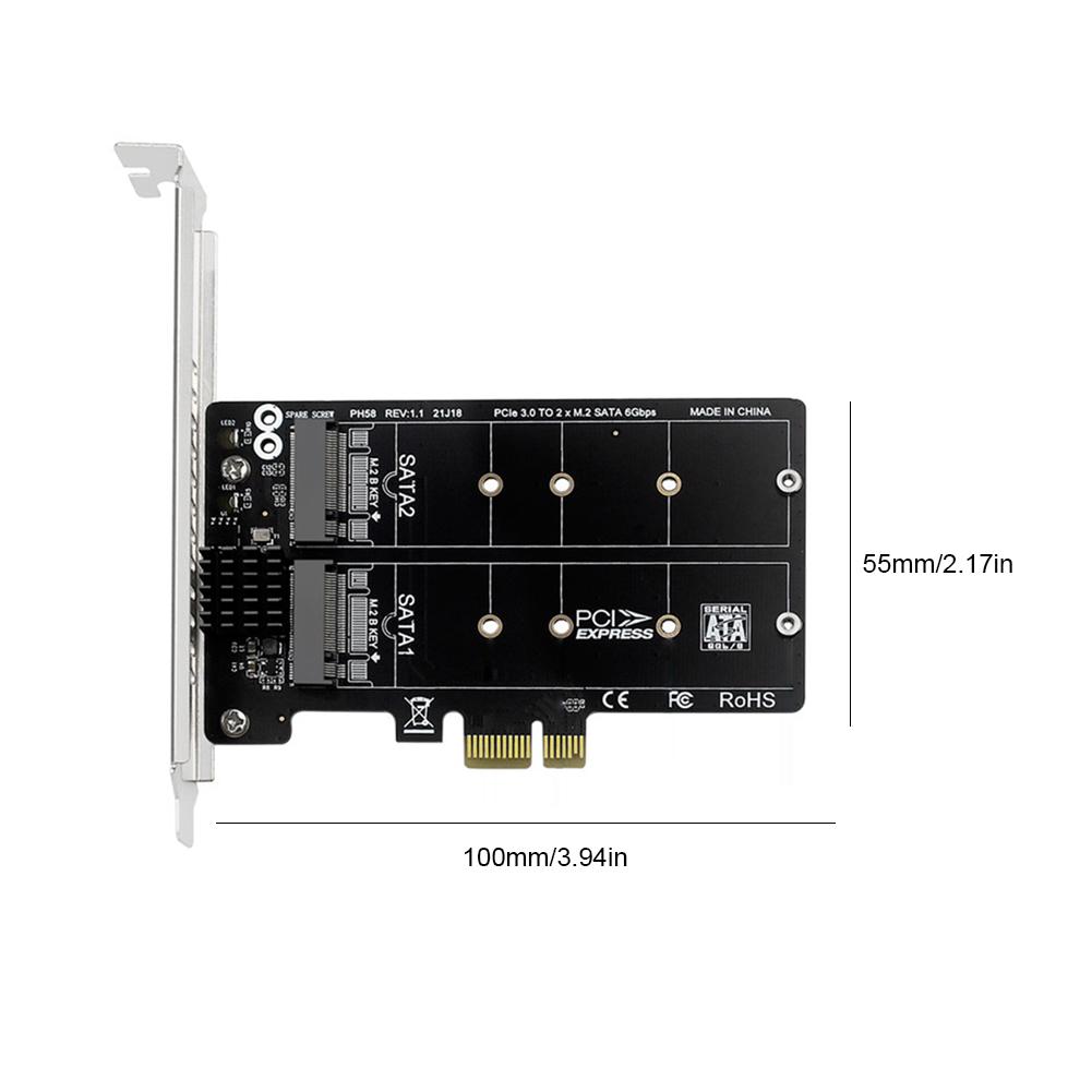 M.2 SATA To PCIE Dual-Disk Array Card Double Disc M2 SATA Extended Card RAID Adapter Board Support M.2 SSD 2230/42/60/80