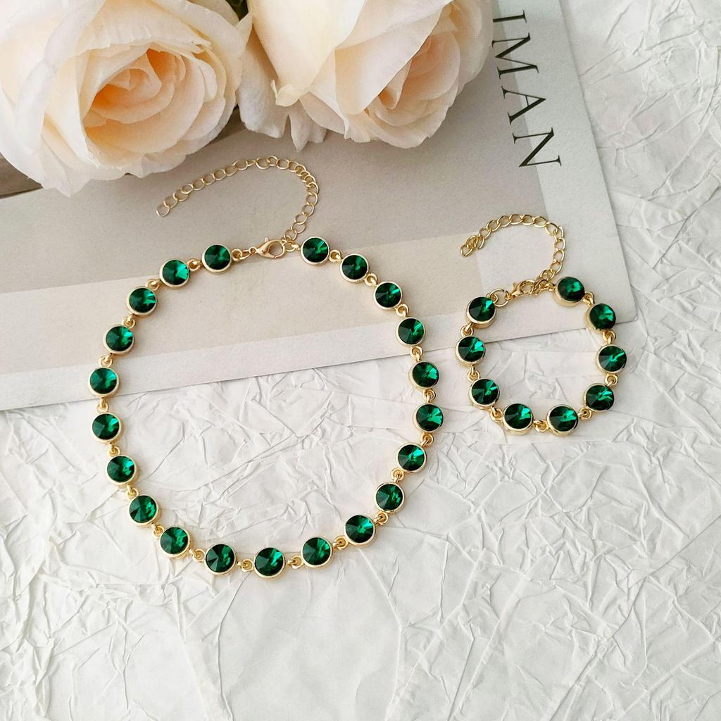 Spring/Summer Colorful Diamond Choker - Women's High-End, Versatile Design Clavicle Necklace