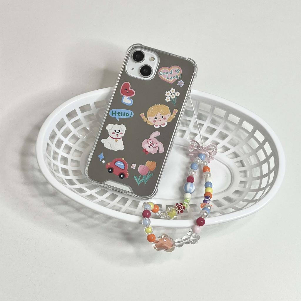 Ins зеркало хороший автомобиль цветок девушка кролик собака мультфильм браслет милый чехол для телефона для Iphone 11 12 13 14 Pro Max 7 8 Plus Xsmax X Xr