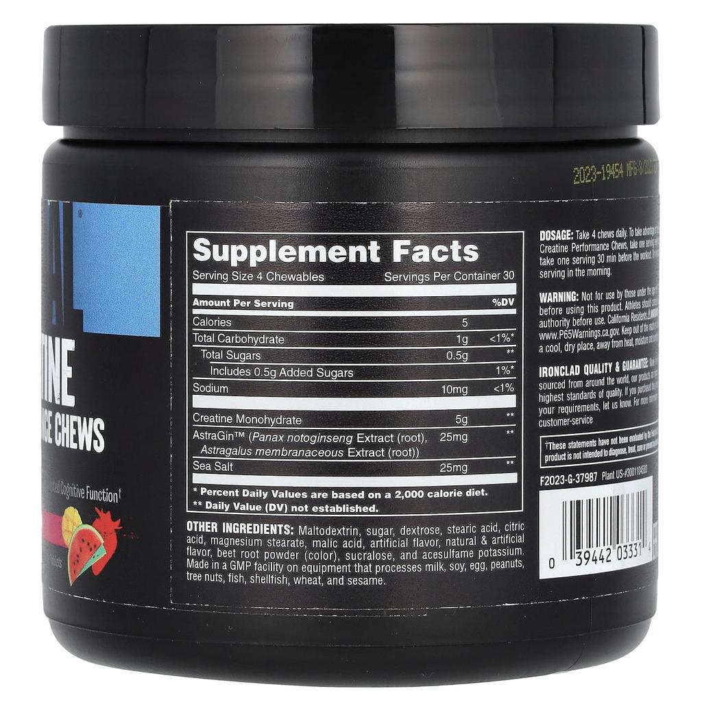 Animal Creatine Performance Chews, Fruit Punch, 120 Chewable Tablets