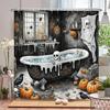 Funny Halloween Shower Curtain Waterproof Bathroom Curtain Horrible Wacky Skeleton, Ghost, Dark Style Home Decorative Curtain