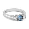London Blue Topaz Round Three Stone Ring - 925 Sterling Silver