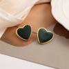 17KM Винтажные красочные бархатные серьги-гвоздики в форме сердца для женщин и девочек, элегантные металлические серьги с флокированием для пирсинга ушей, ювелирные изделия, подарки
