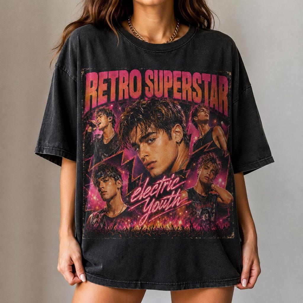 Ретро Футболка с принтом Superstar для Молодежного Концерта, Винтажная Футболка с Графикой Поп-Звезды