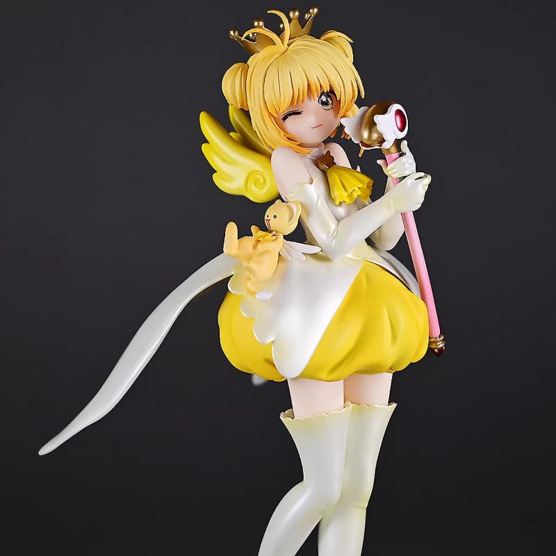 22cm Cardcaptor Sakura Kinomoto Sakura Gk Figure With Kero Anime Peripheral Desktop Decoration Beautiful Girl Collectible Model