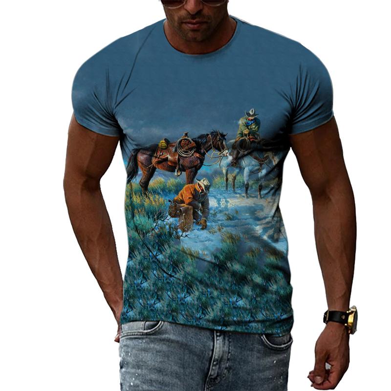 Индийские племенные вожди, летняя индивидуальная 3D печать Харадзюку, повседневная свободная дышащая мужская футболка с круглым вырезом и короткими рукавами, топ